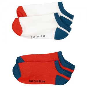 Комплект носков, 2 пары, цвет красный, размер 14*16 Button Blue. Цвет: синий/белый/красный
