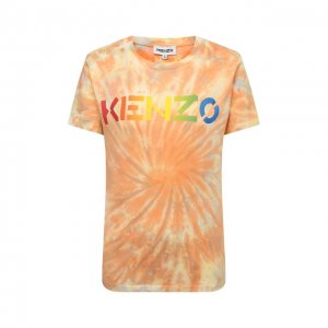Хлопковая футболка Kenzo. Цвет: бежевый