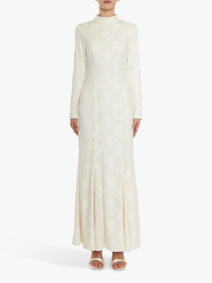 Кружевное платье макси с высоким воротником Serenity, белое True Decadence