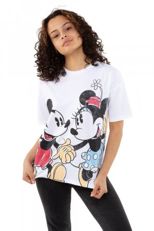 Хлопковая футболка «Влюблённый Микки и Минни Маус» , белый Disney