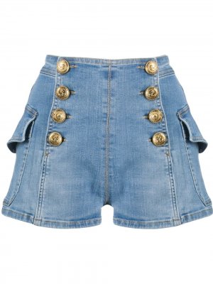 Джинсовые шорты с завышенной талией Elisabetta Franchi. Цвет: синий