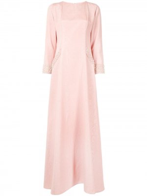 Декорированное платье с длинными рукавами SHATHA ESSA. Цвет: розовый