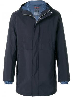 Insulated hooded mackintosh coat Prada. Цвет: синий