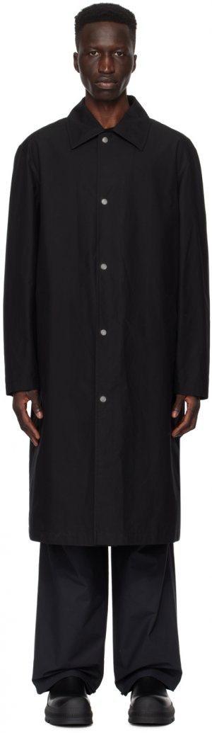 Черное пальто с принтом Jil Sander