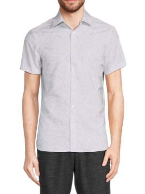 Рубашка на пуговицах с коротким рукавом и абстрактным рисунком , цвет Lunar Rock Perry Ellis