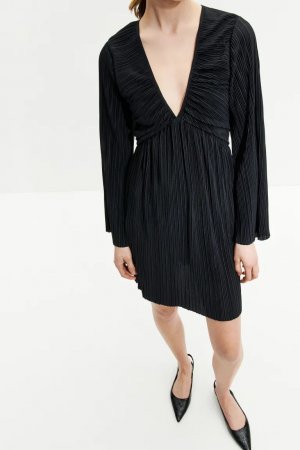 Плиссированное платье из джерси , черный H&M