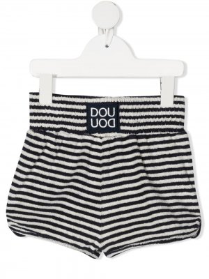 Полосатые шорты с логотипом Douuod Kids. Цвет: белый