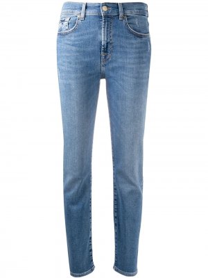 Зауженные джинсы средней посадки 7 For All Mankind. Цвет: синий