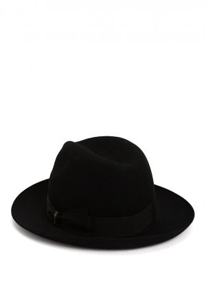 Черная мужская шерстяная шляпа Borsalino