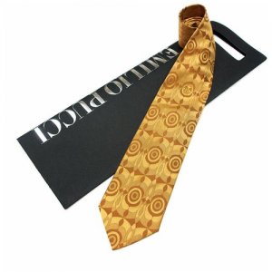 Красивый фактурный галстук с золотым оттенком 815370 Emilio Pucci. Цвет: оранжевый/коричневый