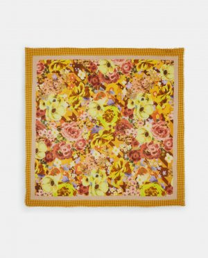Желтый шарф с комбинированным цветочным принтом и узором «гусиные лапки» , Codello