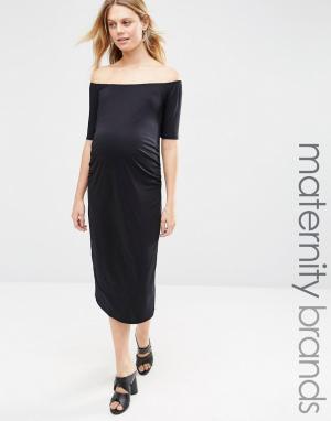 Облегающее платье для беременных Bluebelle Maternity. Цвет: черный