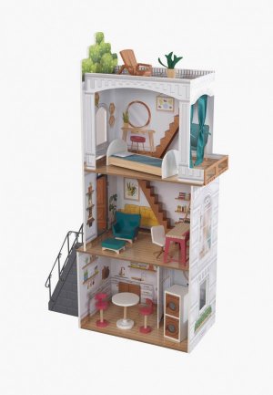Дом для куклы KidKraft Роуен, с мебелью 13 предметов в наборе, кукол 30 см. Цвет: разноцветный