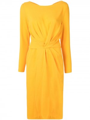 Платье с длинными рукавами и завязками сзади Escada. Цвет: желтый