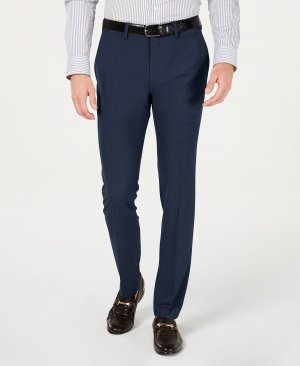 Мужские классические брюки скинни/очень облегающего кроя из габардина эластичного материала с плоским передом , синий Kenneth Cole Reaction