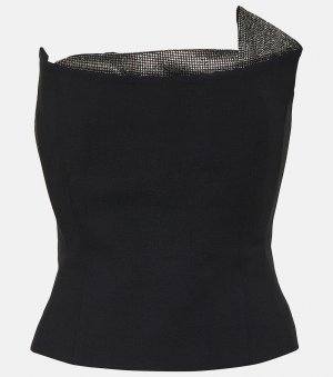 Украшенный топ из шерсти и шелка , черный Roland Mouret