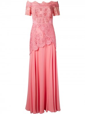 Кружевное платье с открытыми плечами Patricia Martha Medeiros. Цвет: розовый