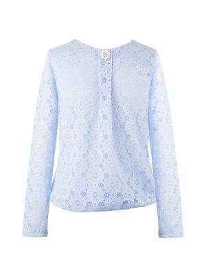 Блузка для девочки с длинным рукавом 7 одежек. Цвет: голубой