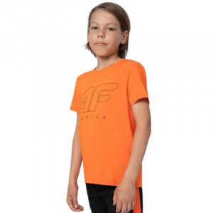 Базовая футболка для мальчика с короткими рукавами. Апельсин 4F