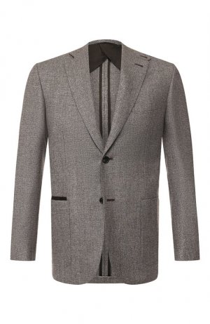 Пиджак из смеси шерсти и шелка Brioni. Цвет: серый