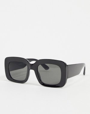 Черные солнцезащитные очки в квадратной оправе -Черный New Look