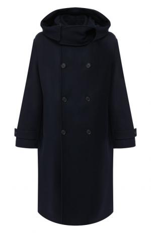 Двубортное шерстяное пальто с капюшоном Stella McCartney. Цвет: темно-синий