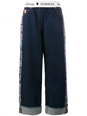 Жаккардовые широкие джинсы Natasha Zinko. Цвет: синий
