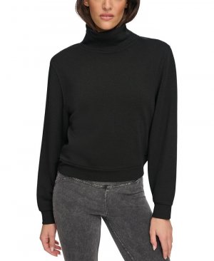 Женская флисовая водолазка, пуловер с длинными рукавами, толстовка , черный Marc New York