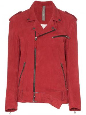 Байкерская куртка Ella с поясом Lot Lthr. Цвет: красный