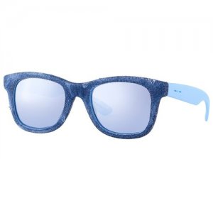 Солнцезащитные очки, вайфареры, оправа: пластик, с защитой от УФ, зеркальные, синий Italia Independent. Цвет: синий