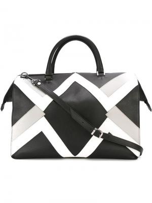Дорожная сумка с геометрическим узором Les Hommes. Цвет: чёрный