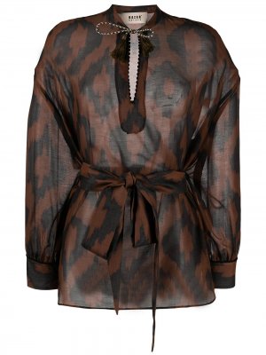 Блузка с геометричным принтом и длинными рукавами Bazar Deluxe. Цвет: коричневый