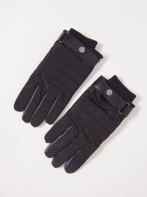 Перчатки из комбинированного материала zolla. Цвет: черный