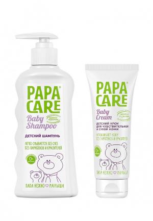 Набор для ухода за телом Papa Care Детский шампунь волос 250 мл + крем чувствительной кожи 100. Цвет: прозрачный
