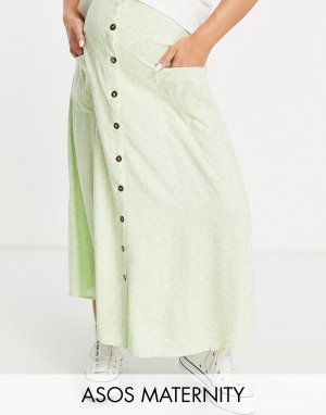 Зеленая юбка миди с цветочным принтом ASOS DESIGN Maternity