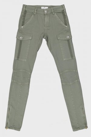 Джинсовые брюки скинни с карманами-карго и карманами на молнии орехового цвета хаки C 4527-013 Cross Jeans