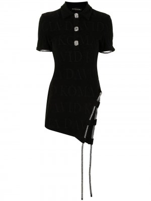 Рубашка поло асимметричного кроя с цепочным декором David Koma. Цвет: черный