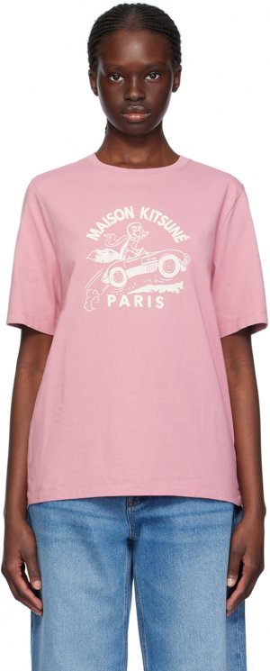Розовая футболка Racing Fox Maison Kitsune Kitsuné