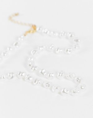 Ожерелье из искусственного стеклянного жемчуга кремового цвета DesignB-Белый DesignB London