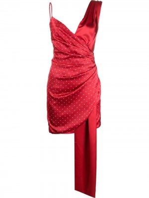 Платье с запахом и узором в горох Misha Collection. Цвет: красный