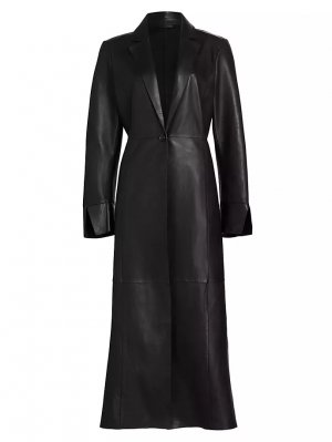Длинное кожаное пальто Evanna Lamarque, черный LAMARQUE