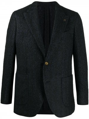 Однобортный пиджак с узором шеврон Gabriele Pasini. Цвет: синий