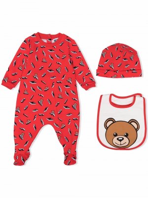 Пижама с принтом Teddy Bear Moschino Kids. Цвет: красный