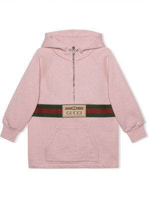 Худи с воротником на молнии и логотипом Gucci Kids. Цвет: розовый