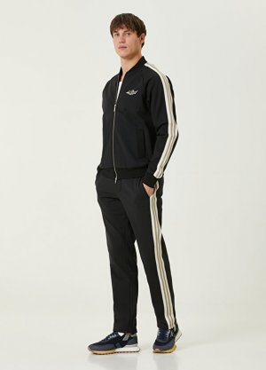 Черные жаккардовые спортивные штаны с завязками на талии и полосками Les Deux. Цвет: черный