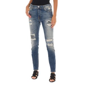 Длинные джинсовые брюки с эффектом потертости из эластичной ткани G572 женщина MET