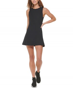 Женское теннисное платье balance с круглым вырезом , черный DKNY