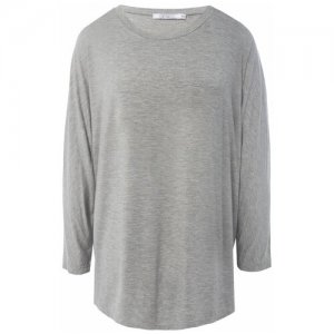 Домашняя футболка с длинным рукавом , цвет серый меланж, размер 54 Deseo. Цвет: серый