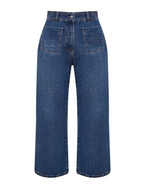 Укороченные джинсы с накладными карманами и вышитым логотипом ETRO. Цвет: синий