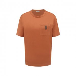 Хлопковая футболка Brunello Cucinelli. Цвет: оранжевый